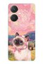 Vivo Y27 Compatible Van Gogh Themed Cat Pattern Transparent Phone Case