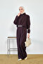 Women's Pleated Collar Detail Waist Drawstring Jacket with Trousers Plum - 4