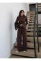Premium Padded Corset Detailed Bat Sleeve Blouse - Wide Leg Pants 2-Piece Basic Set - 4