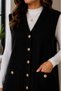 Front Buttoned Double Pocket V-Neck Women's Knitted Vest - 3