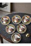Baroque Mosaic Floral Patterned Footed Gold Gilded 6-Person Turkish Coffee Cup Set - 2