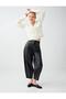 Black Relaxed Fit Leather Look Trousers