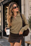 Women's Camel Polo Collar Long Sleeve Knit Sweater - 3