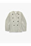 Asymmetrical Cut Long Sleeve Buttoned Double Breasted Blazer Jacket