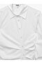 Slim Fit Cotton Long Sleeve Draped Asymmetrical Button Detailed Shirt - 3