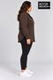 Women's Plus Size Zippered Hooded Long Oval Hem Cardigan Spr26Bhr993 - 3
