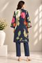 Women’s Black Floral Printed Kurta & Trouser Co-Ord Set - 4
