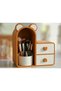 Makeup and Desktop Organizer with Teddy Bear Figure – Makeup Brush, Pen, and Small Item Organizer