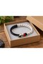 Sevrano Ivoryhook Cream White Leather Men's Bracelet - Black Open Clasp - 3