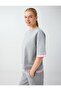 Gray Melange Elbow Sleeve Crew Neck Modal Knitted T-Shirt - 4