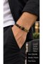 Falmero Giltbraid Black Gold Tone Leather Men's Bracelet - Black Open Clasp