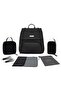 Zori Diaper Backpack 7pc-Set with Changing Mat, Wet Bag & Pouches - Black