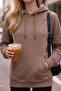 Women's Winter Thick Fleece Lined Puff Fabric Hooded Regular Sweatshirt with Kangaroo Pocket - 2