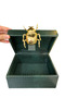 Dark Green Crocodile Patterned Decorator Box Set - Jewelry Box with Gold Insect and Dragonfly Figures - 7