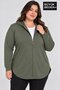 Women's Plus Size Zippered Hooded Long Oval Hem Cardigan Spr26Bhr993