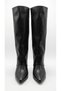 Women's Knee-Length Goblet Heeled Pointed Toe Covered Long Boots - Alessa - Black - 2