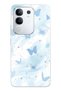 Vivo Y29 Compatible Pastel Blue Butterfly Pattern Transparent Phone Case