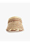 Stripe Detailed Straw Visor Hat