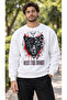 Men's Geometric Panther and Black Red Graphic Printed Crew Neck Casual Regular Fit Sweatshirt