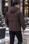 New Season Relaxed Men's Comfortable Fit Hooded Coat, Brown - 5