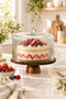 Glass Cake Dish with Stand – Cake, Cake Slice, and Dessert Presentation Container with Wooden Stand and Lid - 3