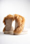 Women's Beige Suede Fur Detailed 5cm Thick Sole Winter Casual Boots - 8