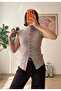 Mink Ruffle Buttoned Sleeveless Cardigan - 261018
