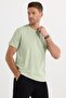 Men's Slim Fit Cotton Soft Texture Lycra Flexible Fabric Basic Mint Crew Neck T-Shirt - 2