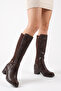 Women's Brown Flexible Knee-High Boots - 5