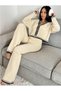 Women's 2-Piece Cardigan Pants Trend Oversize Knitwear Set (Skin Color) - 3