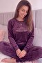 Burgundy Sunrise Patterned Exclusive Velvet Women's Pajama Set - 4