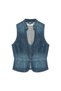 Halter yaka dikiş detaylı denim top - 2
