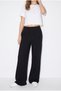 Women's Black Elastic Waist Lace-Up Wide Leg Sweatpants 60382633 - 5