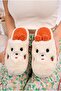 Women's Plush House Slippers Teddy Bear Strawberry Embroidered Closed Toe Open Back Soft Stylish Comfortable Winter Slippers - 4