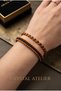 Set of 2 Orange Black Macrame Bracelets Combination Waterproof Knitted Adjustable Bracelet Set - 2