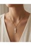 316L Stainless Steel Fish Bone Necklace Gold Color Women's Necklace with White Detail - 5