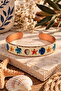 Blue Sea Creatures and Coral Patterned 100% Copper Thin Bracelet - 4