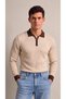 Men's Long Sleeve Slim Knitwear with Sleeve and Collar Detail Stone - 2