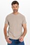 Men's Slim Fit Cotton Soft Texture Lycra Flexible Fabric Basic Beige Crew Neck T-Shirt - 5
