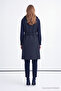 Fur Collared, Buckled, Diamond Patterned Navy Blue Vest 0098 - 4