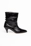 Slouchy Patent Leather Special Design Heeled Black Women's Boots - 5