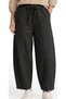 Elastic Waist, Lace-Up, Side Pocket Gabardine Fabric Shalwar Trousers - 3
