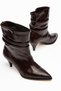 Slouchy Patent Leather Special Design Heeled Bitter Brown Women's Boots - 3