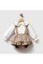 Squirrel Embroidery Collared Shirt Romper Skirt Baby Girl 2-Piece Set - 2