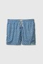 Men's Navy Blue Drawstring Swim Shorts with All-Over Print Detail