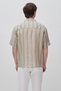 Men's Beige Mix 100% Linen Relaxed Fit Short Sleeve Bowling Collar Shirt - 2