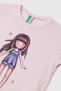 Girl's mixed glitter puffy print short sleeve sleep dress - 3