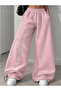 Pink 3 Thread Blessed Script Stone Detailed Sweatpants-Yukatay - 2