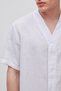 Men's White 100% Linen Relaxed Fit Short Sleeve Baseball Collar Shirt - 4