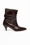 Slouchy Patent Leather Special Design Heeled Bitter Brown Women's Boots - 5
